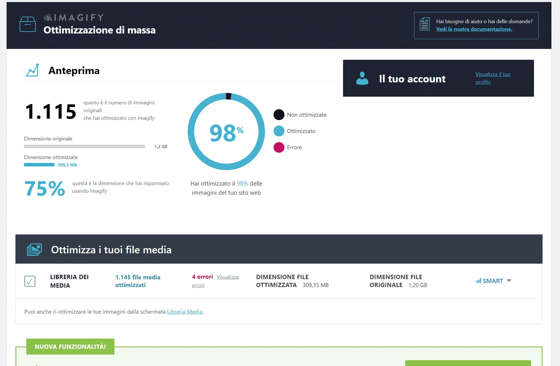 ottimizzazione delle immagini con imagify