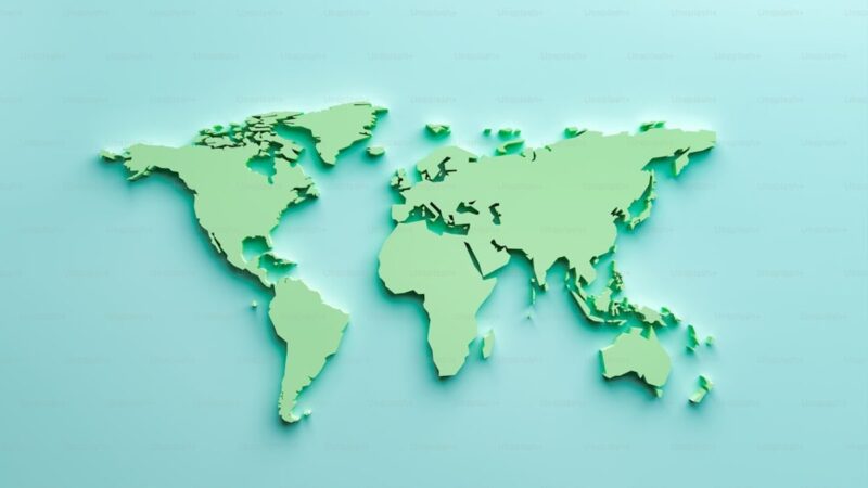 relief map of the world with soft shadows and pastel colors. concept of travel and exploration. 3d rendering