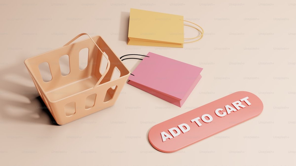 a pink and yellow box with a sign that says add to cart