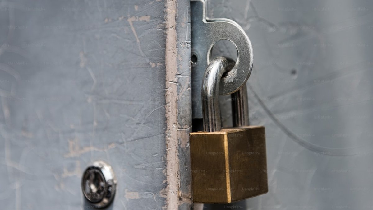 Closeup of a locked padlock