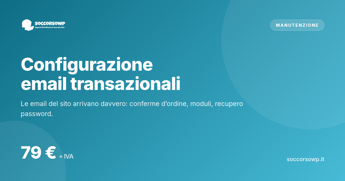 Configurazione email transazionali, servizio di assistenza WordPress di SoccorsoWP
