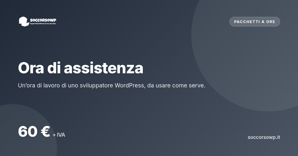 Ora di assistenza, servizio di assistenza WordPress di SoccorsoWP