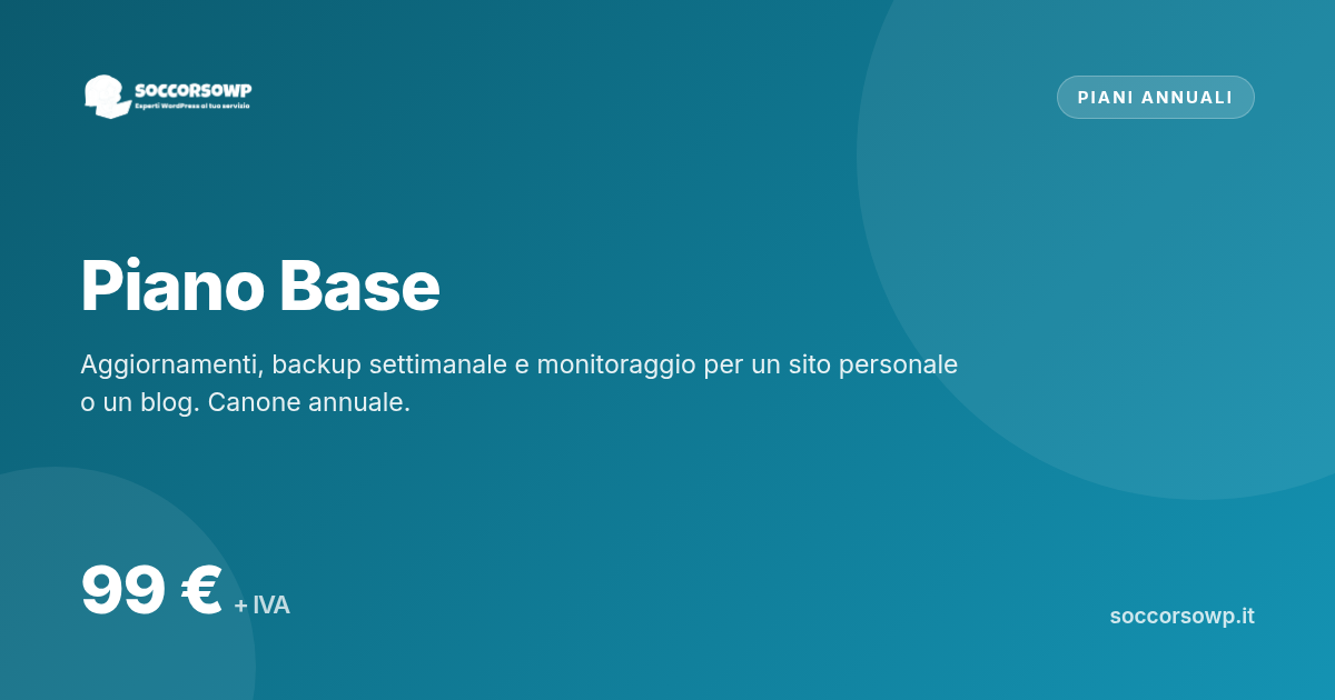Piano Base, servizio di assistenza WordPress di SoccorsoWP